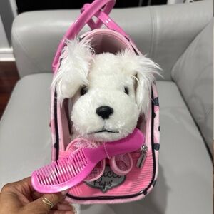 Pucci Pups - pink polka dot print bag with Maltese pup.